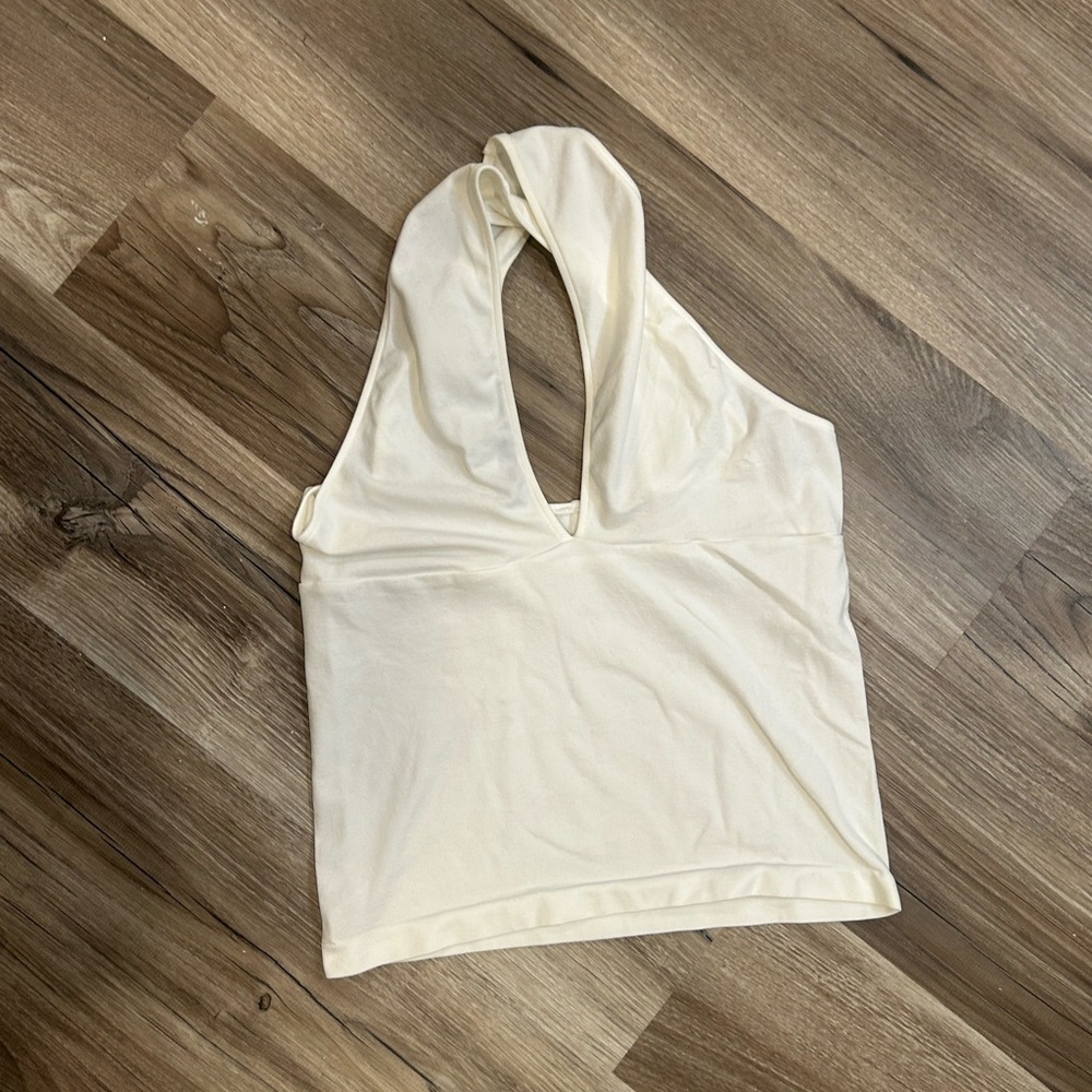 Elegant Cream Halter Tank Top
